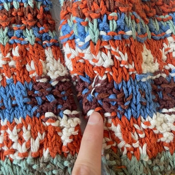 Vintage Hand Knit Sweater Saks Fifth Avenue Linen Cotton Colorful - Picture 6 of 6